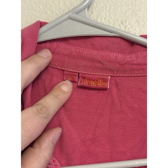 Tianello Women’s Pink Artsy Abstract Print 3/4 Sleeve Full Button Blouse Size M - Picture 2 of 6